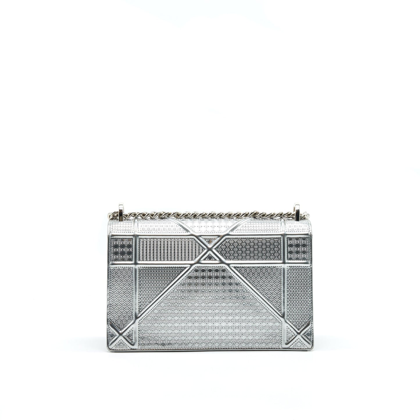 CHRISTIAN DIOR DIORAMA MEDIUM IN METALLIC SILVER WITH SHW