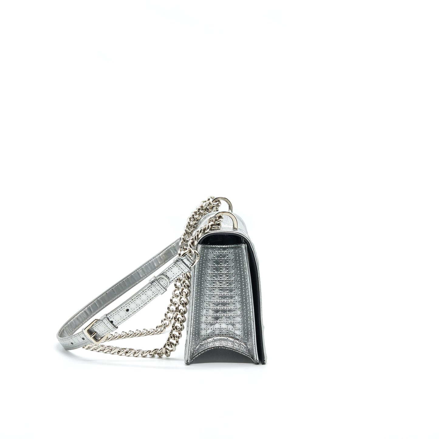 CHRISTIAN DIOR DIORAMA MEDIUM IN METALLIC SILVER WITH SHW
