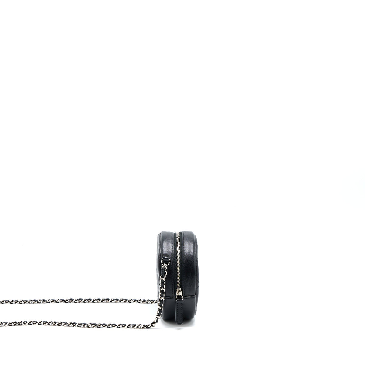 Chanel Round Clutch With Chain Lambskin Black SHW