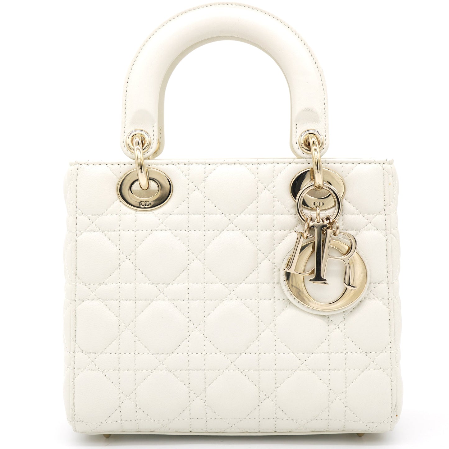 Dior White Lambskin Cannage Small Lucky Badges My Lady Dior