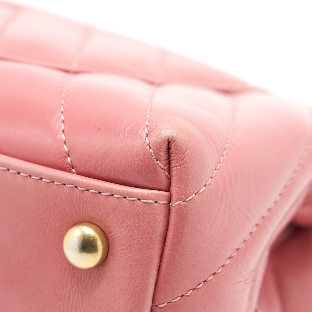 Chanel Small Coco Handle Chevron Calfskin With Lizard Handle Pink GHW