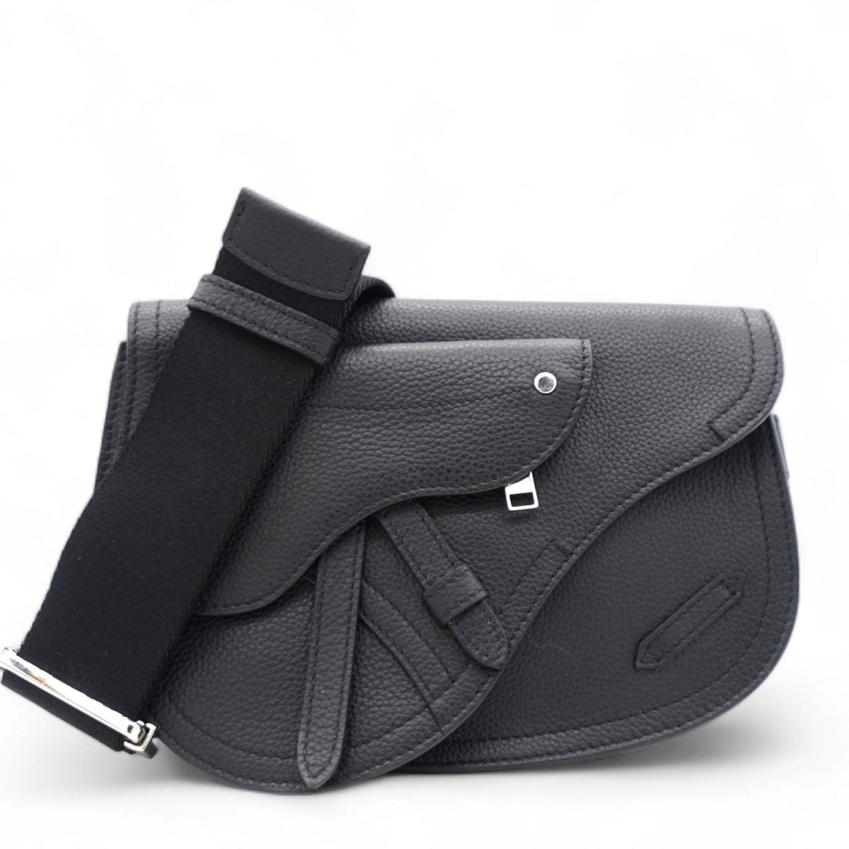 Dior Grained Calfskin Saddle Messenger Bag Black