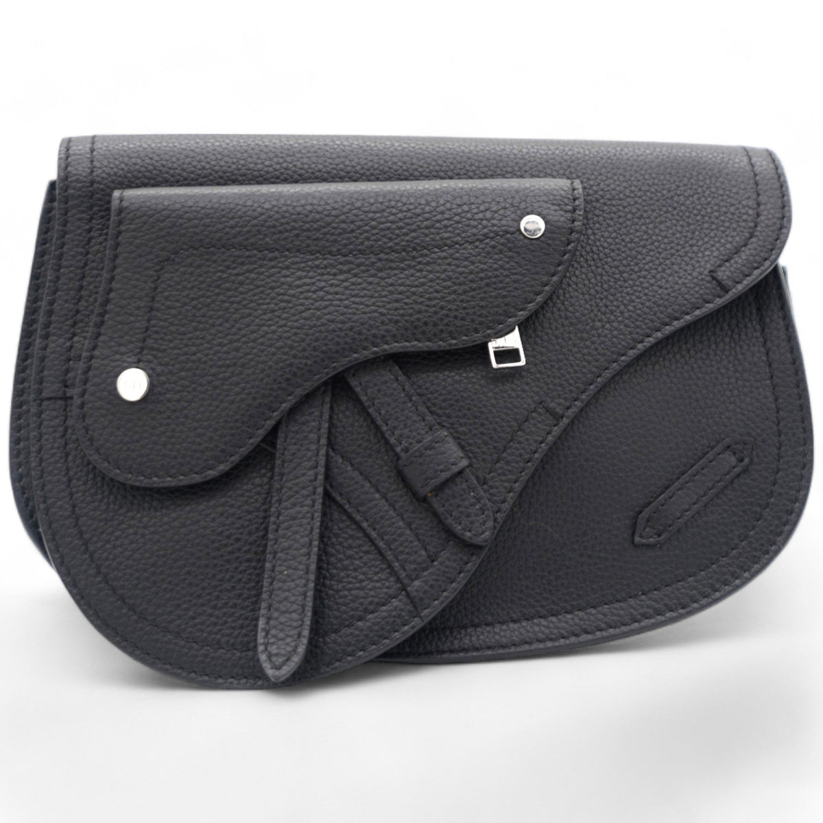 Dior Grained Calfskin Saddle Messenger Bag Black