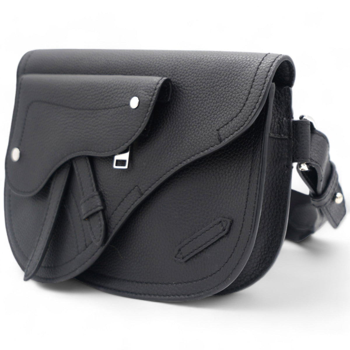 Dior Grained Calfskin Saddle Messenger Bag Black