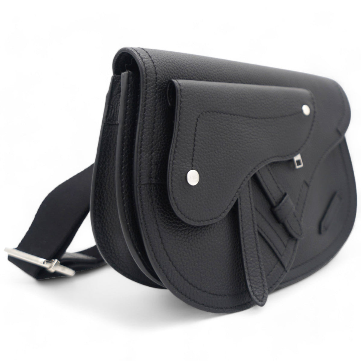 Dior Grained Calfskin Saddle Messenger Bag Black