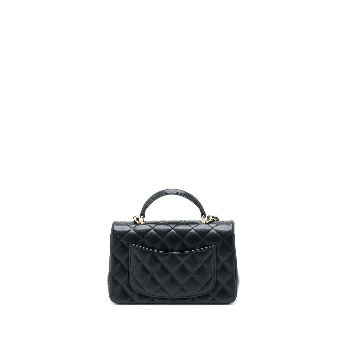 Chanel Top Handle Mini Rectangular Flap Bag Lambskin Black LGHW (Microchip)