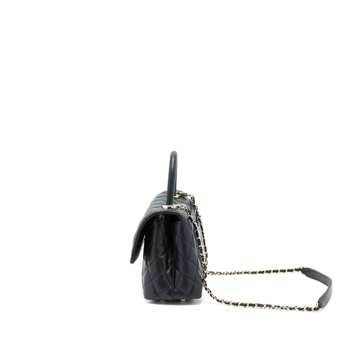 Chanel Small Coco Handle Caviar Black LGHW (Microchip)