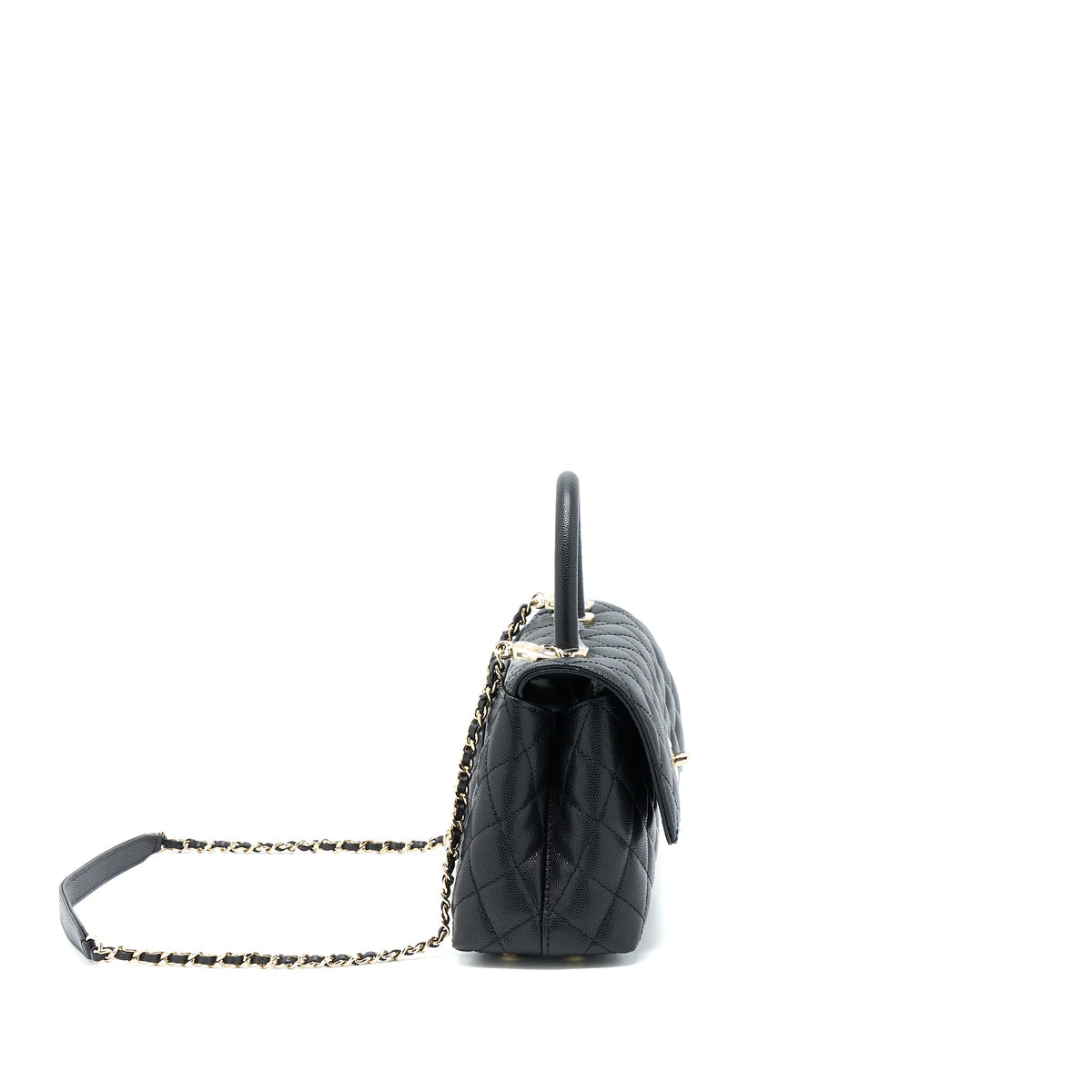 Chanel Small Coco Handle Caviar Black LGHW (Microchip)