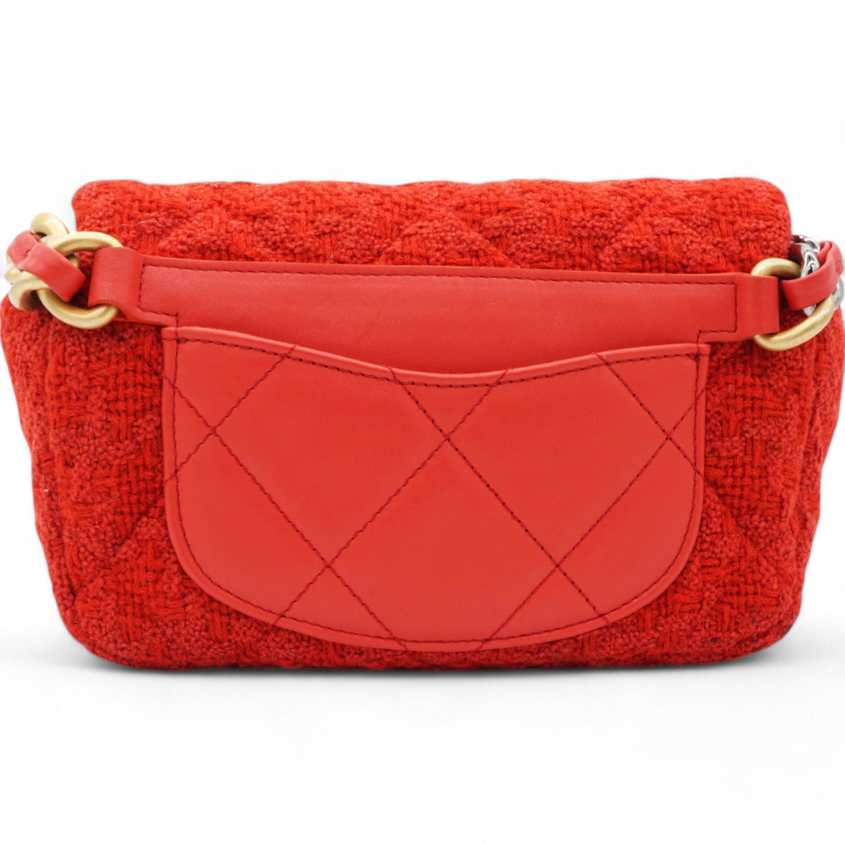 Chanel Tweed Quilted Chanel 19 Flap Red