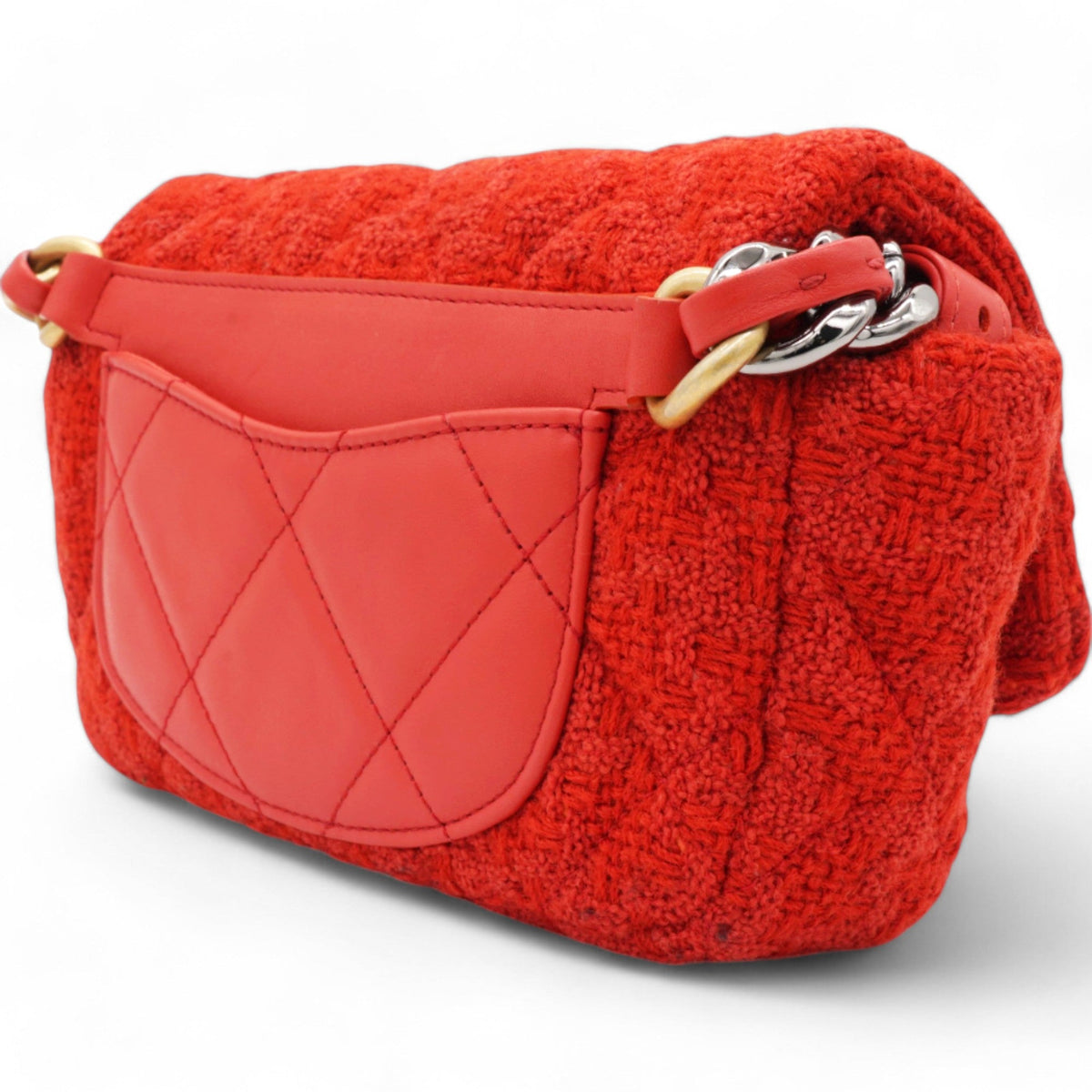 Chanel Tweed Quilted Chanel 19 Flap Red