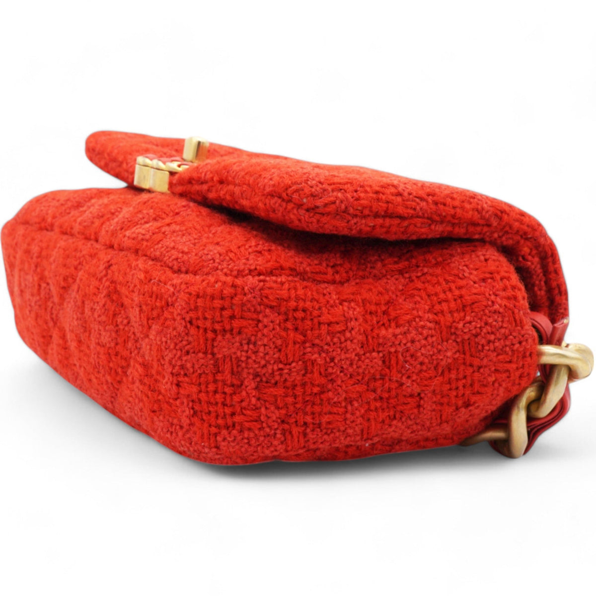 Chanel Tweed Quilted Chanel 19 Flap Red