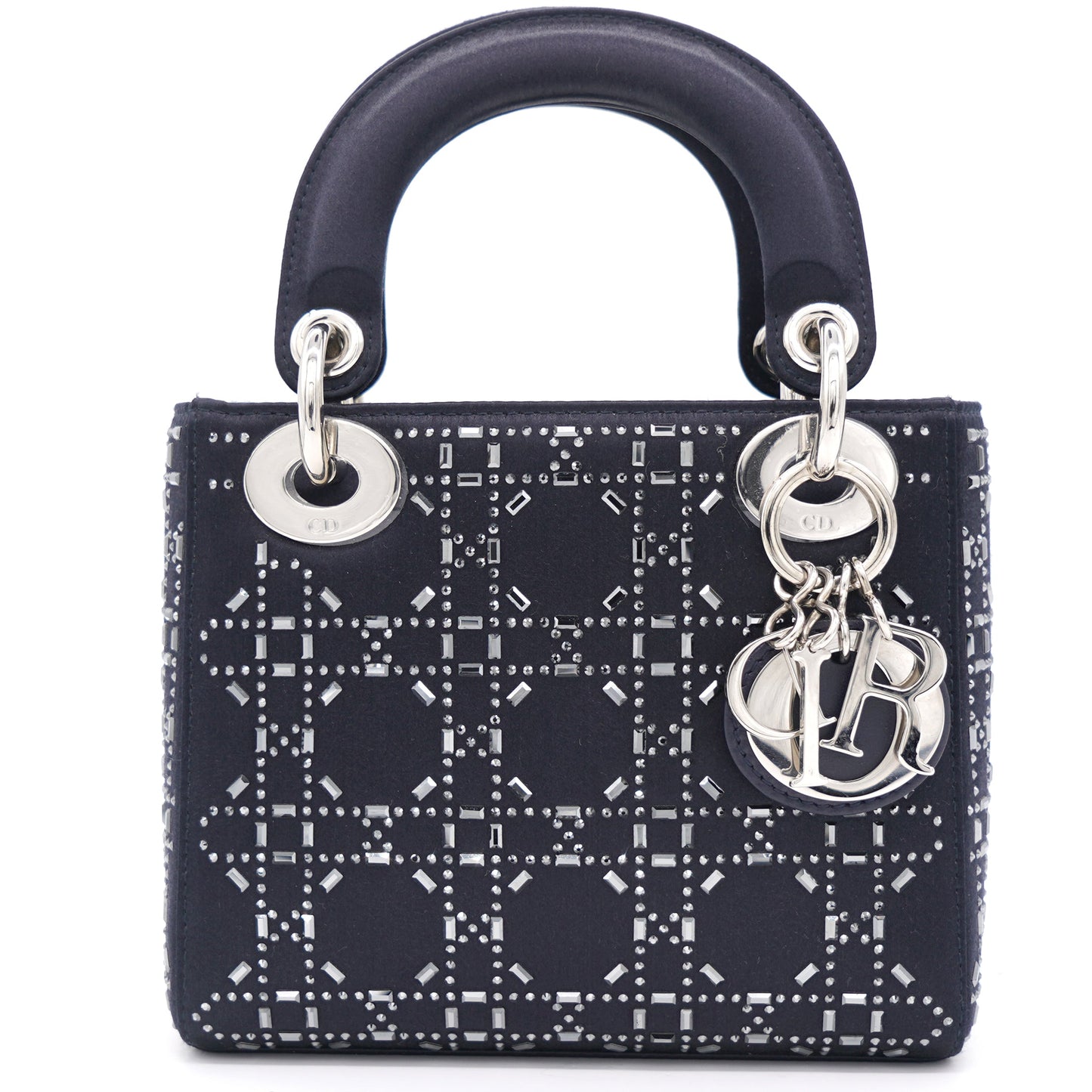 Dior Satin Crystal Cannage Mini Lady Dior Black