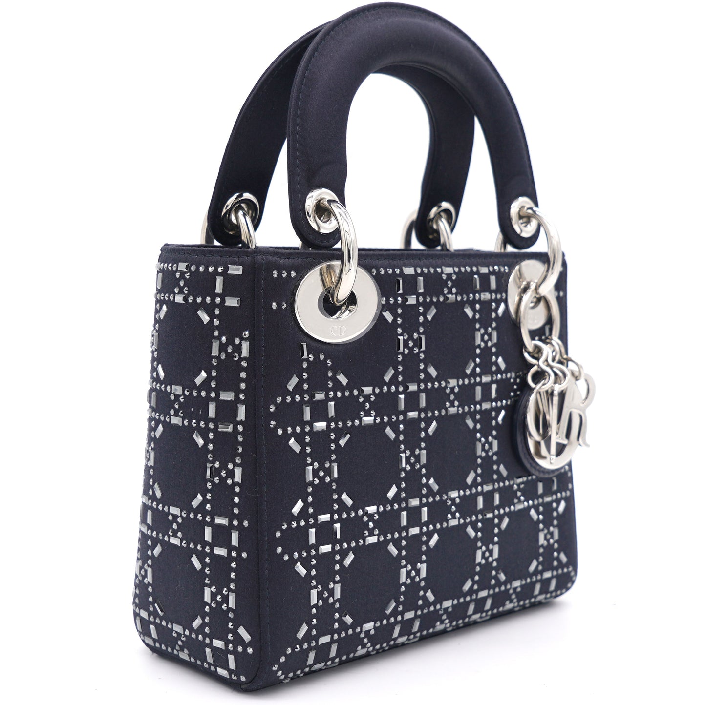 Dior Satin Crystal Cannage Mini Lady Dior Black