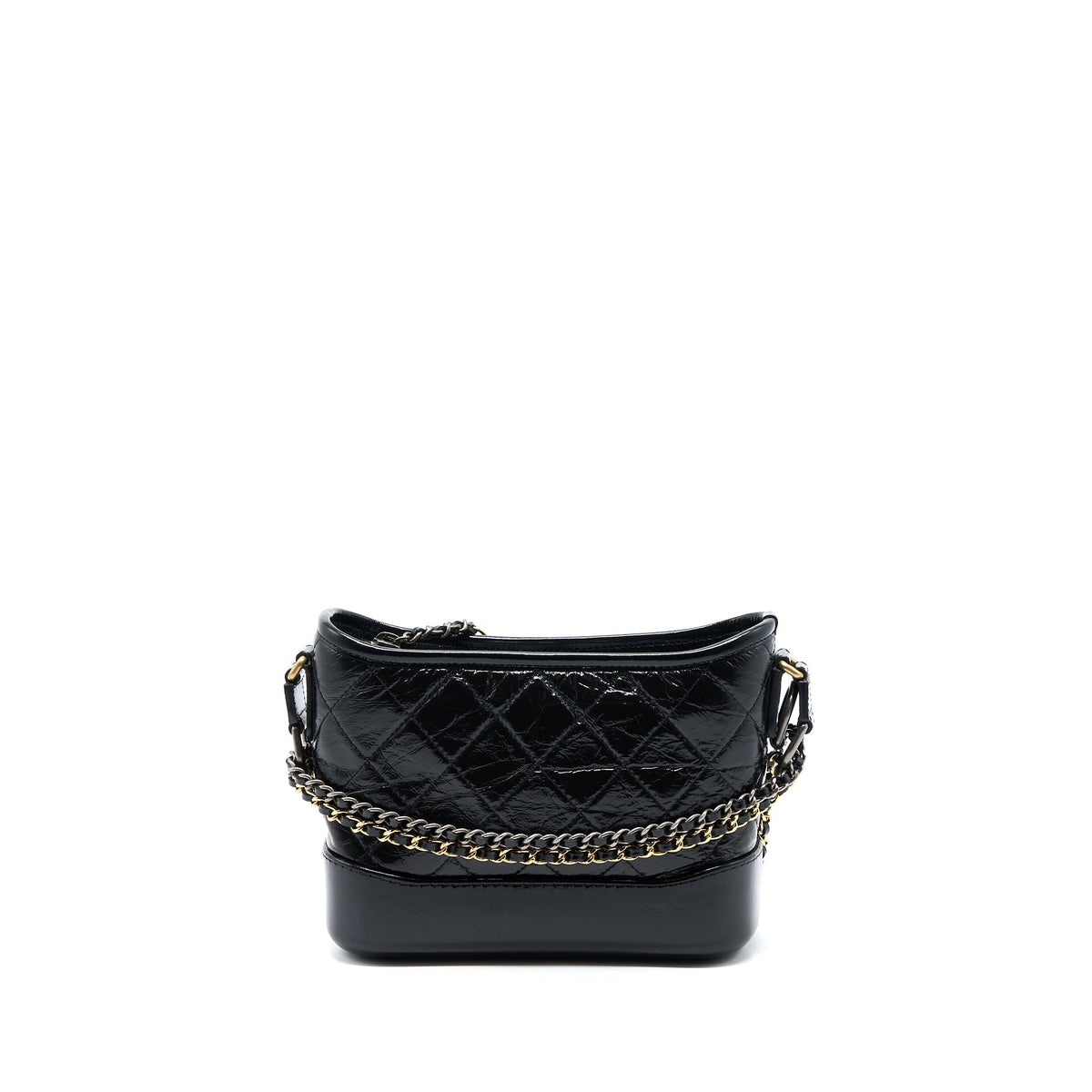 Chanel Small Gabrielle Hobo Bag Shiny Calfskin Black Multicolour Hardware