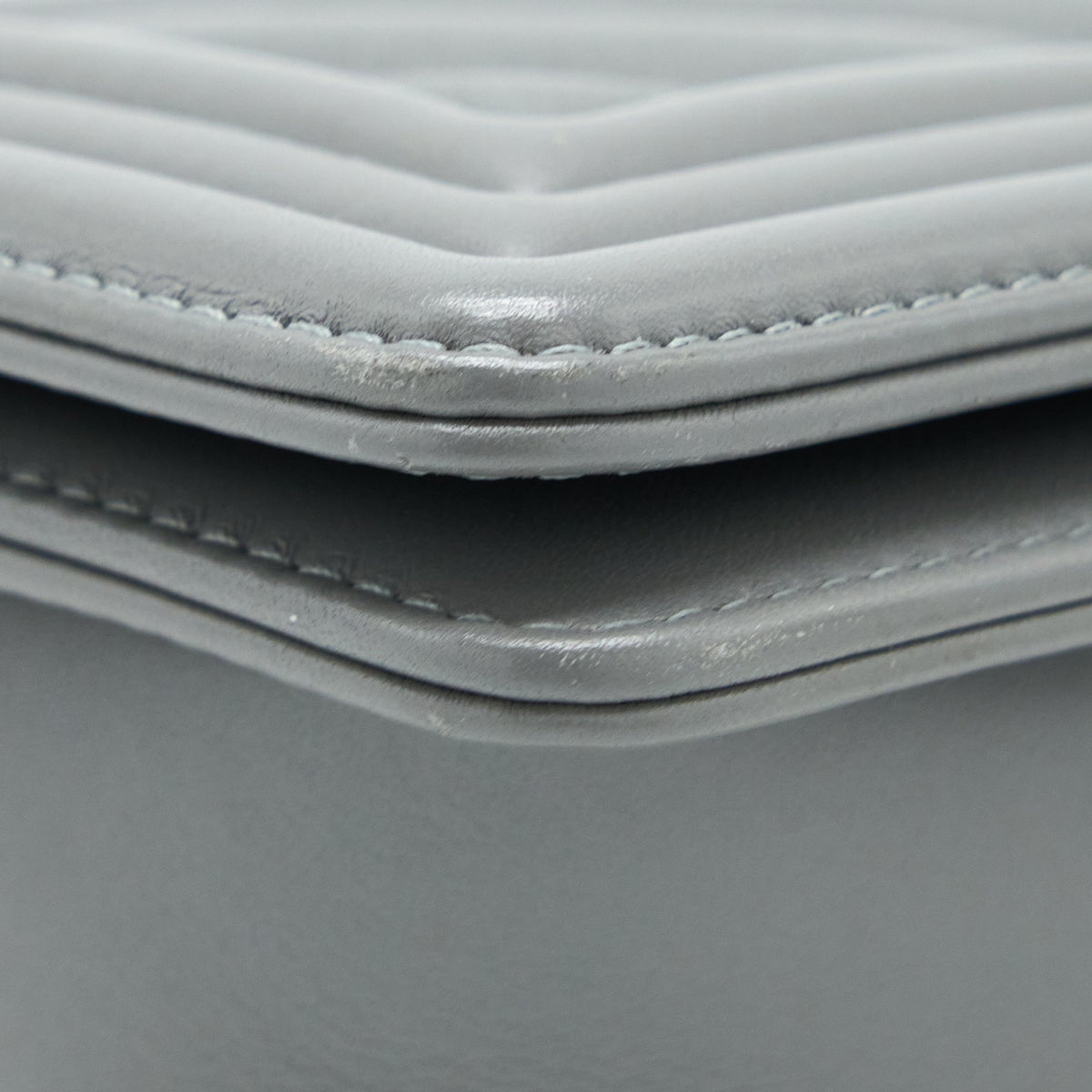 Chanel Small Boy Bag Chevron Lambskin Grey Ruthenium Hardware