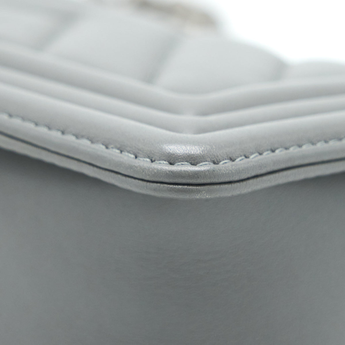 Chanel Small Boy Bag Chevron Lambskin Grey Ruthenium Hardware