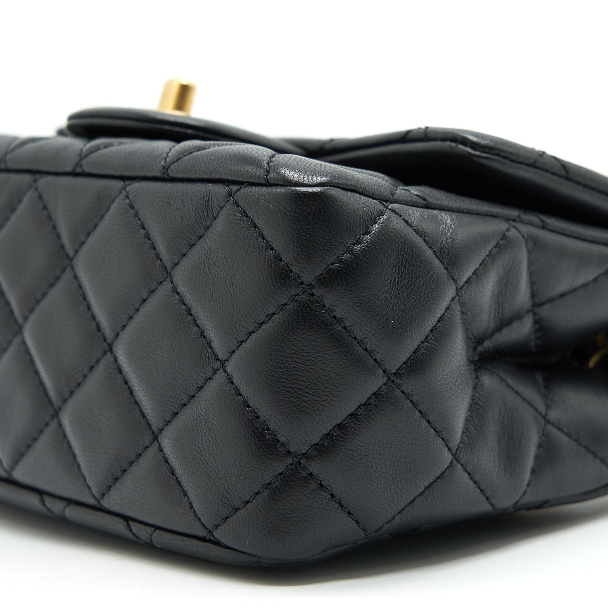 Chanel Pearl Crush Mini Square Flap Bag Lambskin Black GHW