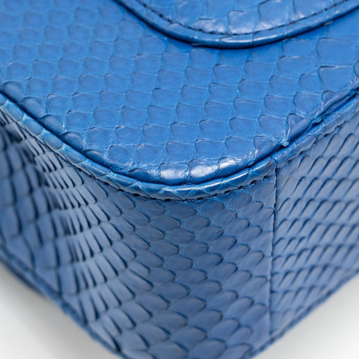 Chanel Mini Rectangular Flap Bag Python Blue GHW