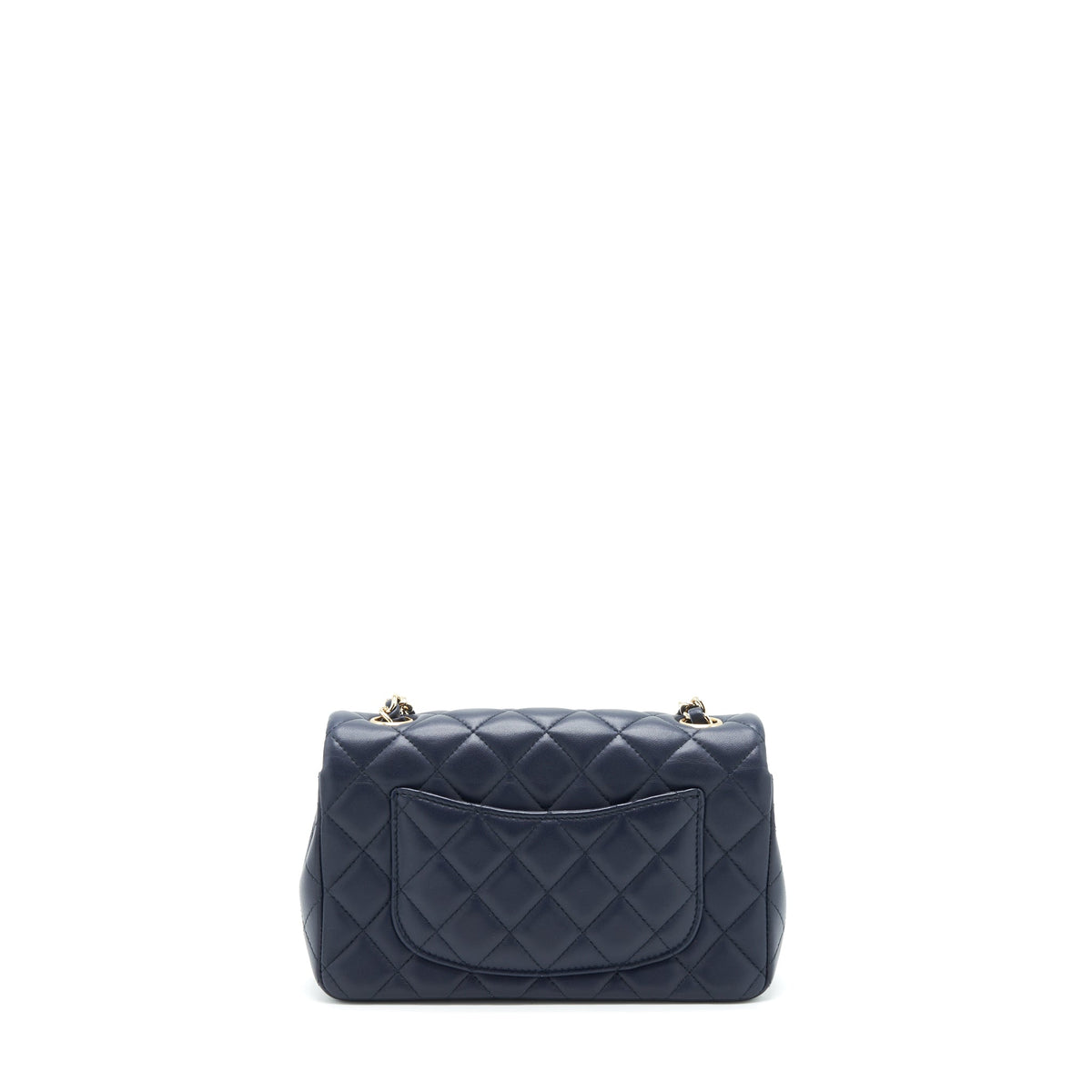 Chanel Mini Rectangular Flap Bag Lambskin Navy LGHW