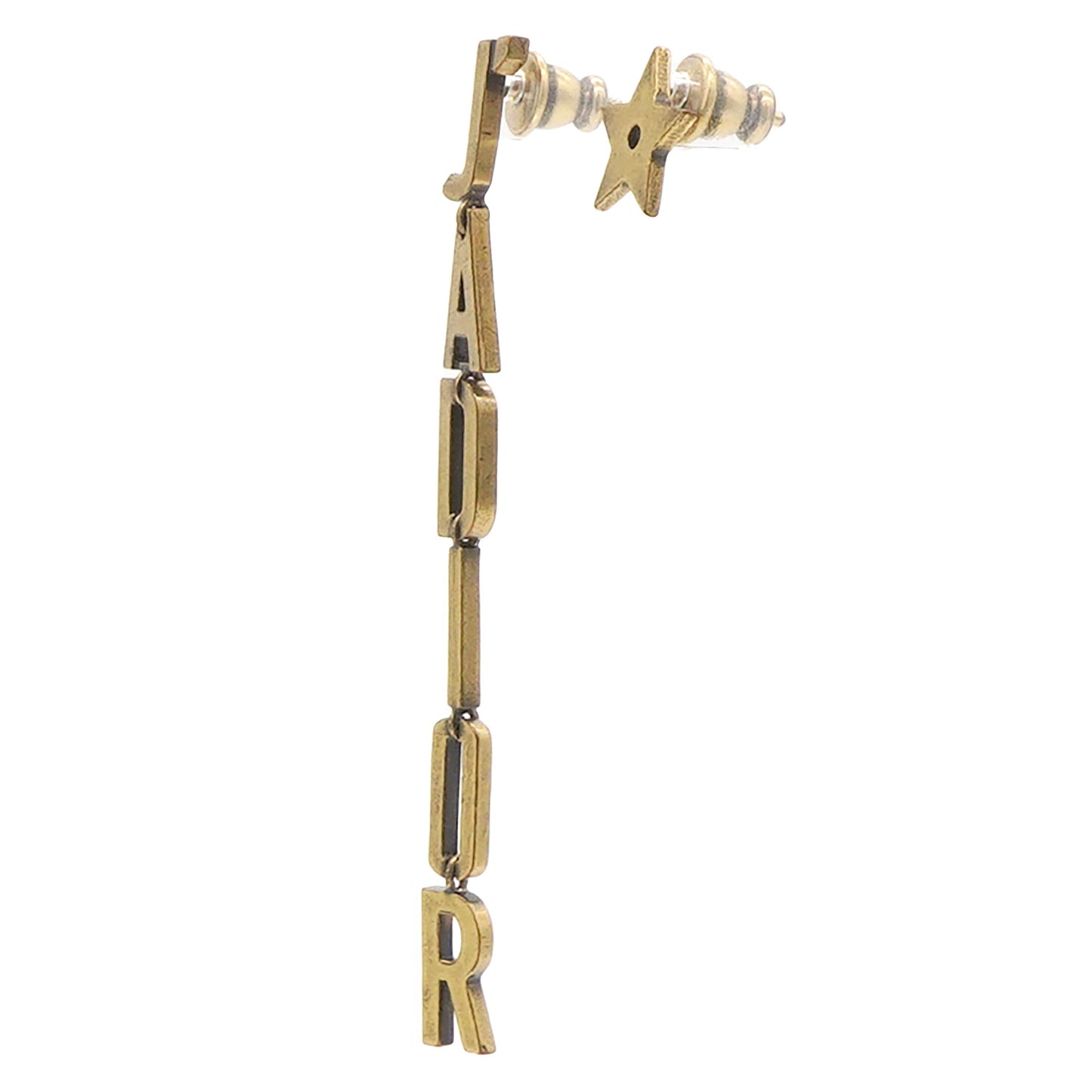 Dior Metal J’ADIOR Star Drop Chain Earrings Aged Gold