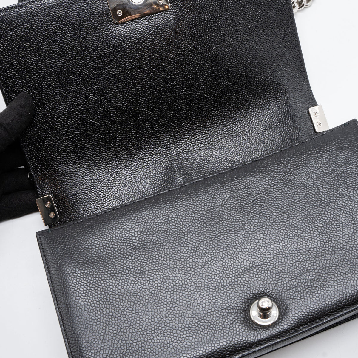 Chanel Medium Boy Bag Chevron Caviar Black SHW