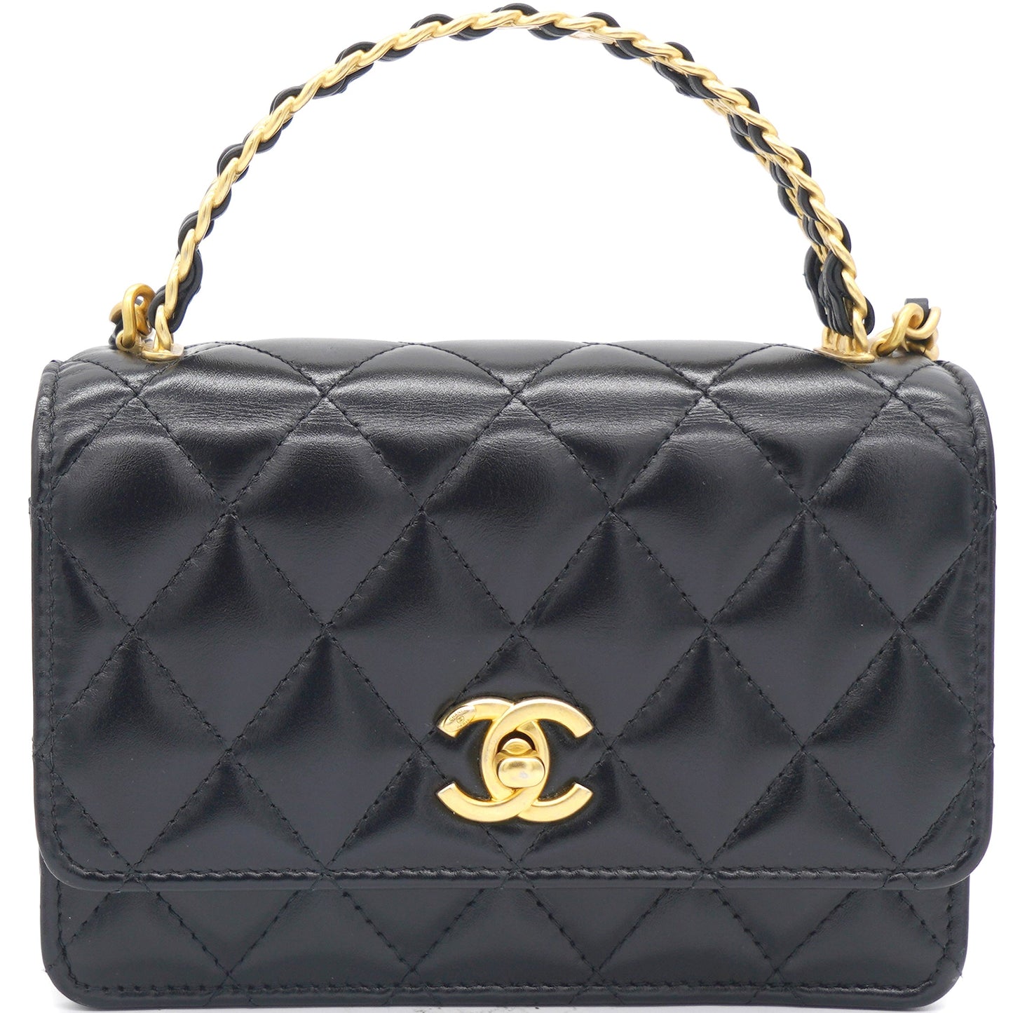 Chanel 23P Top Handle Wallet on Chain Black