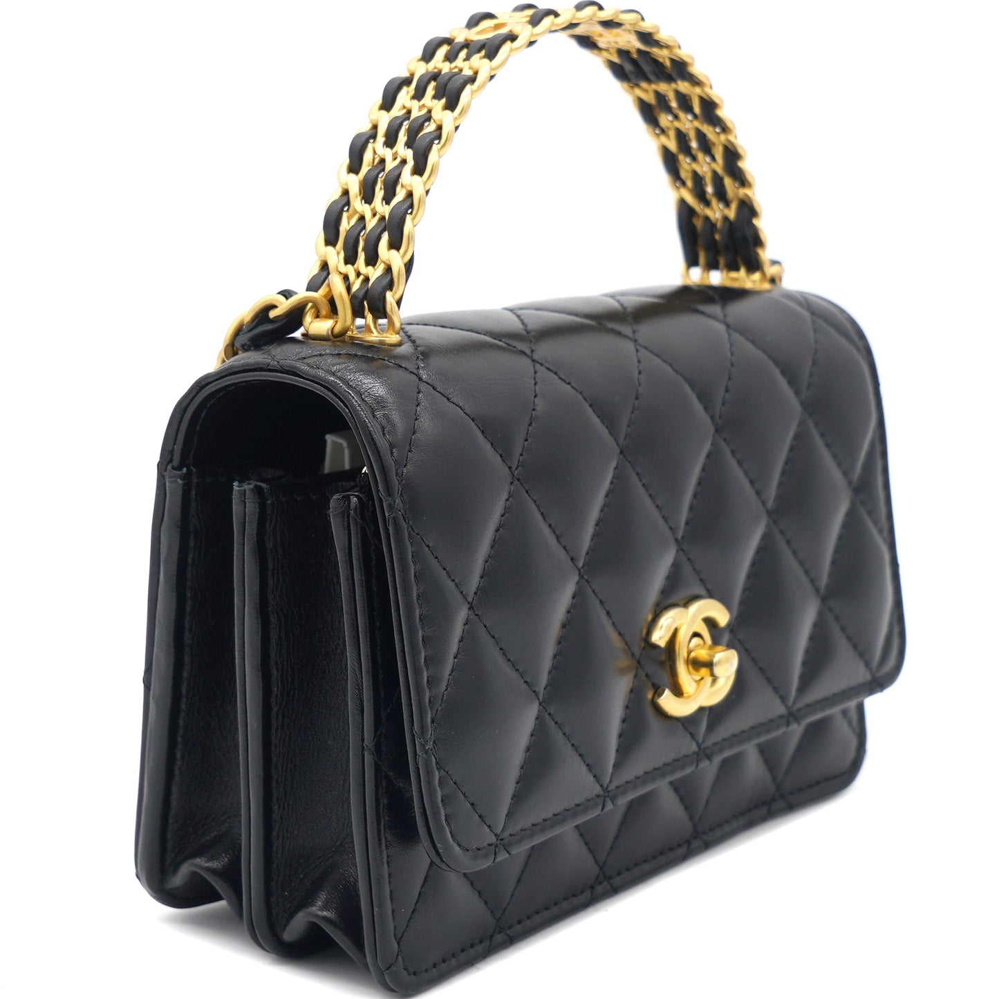 Chanel 23P Top Handle Wallet on Chain Black