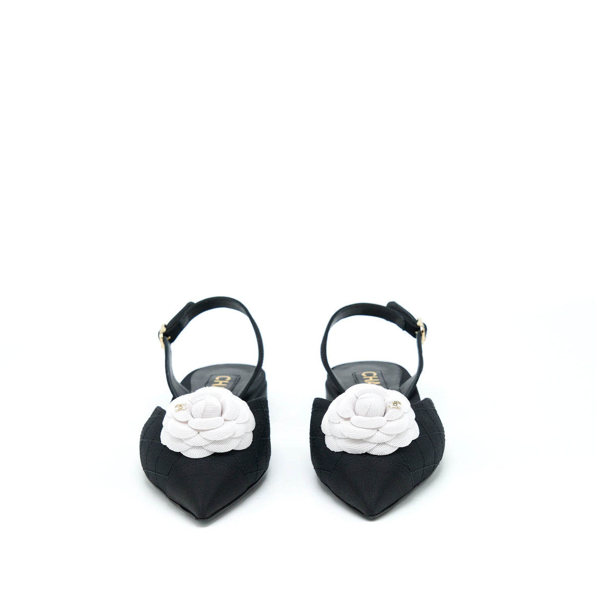 Chanel Size 37C Camellia Flap Sandel Black