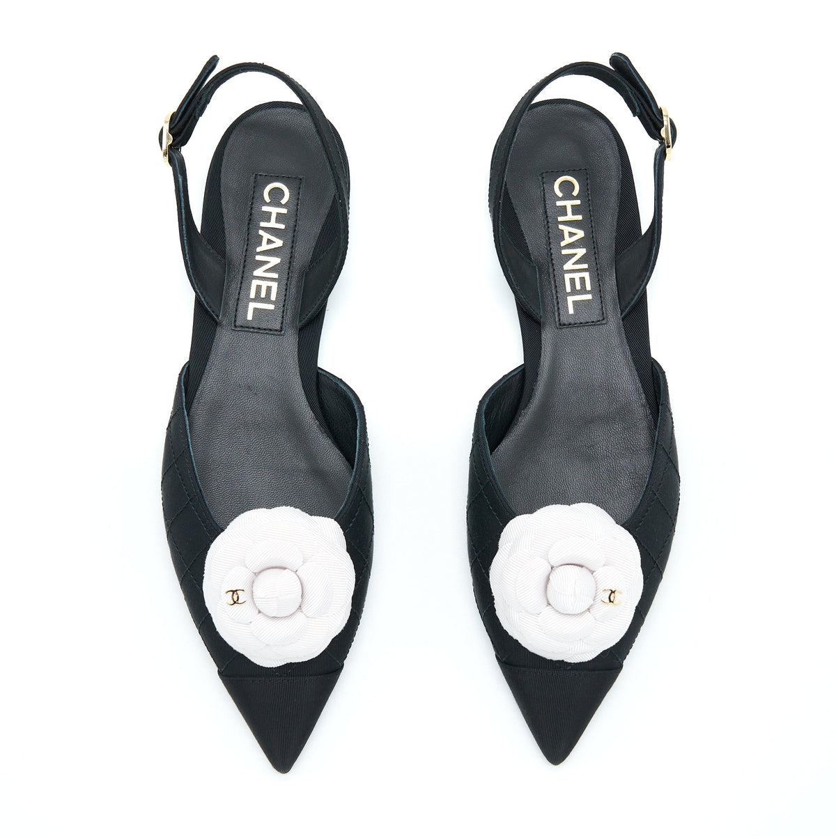 Chanel Size 37C Camellia Flap Sandel Black