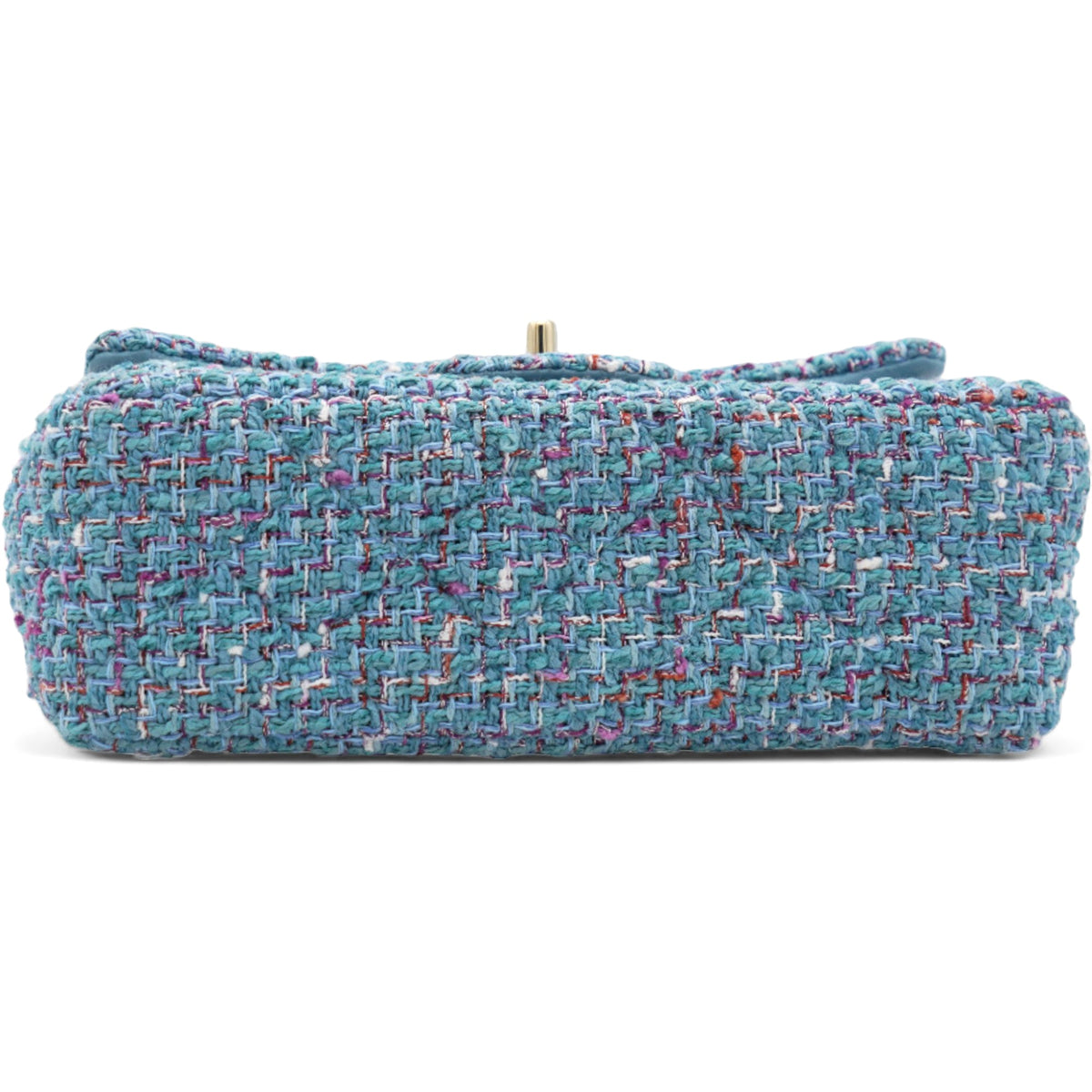 Chanel Tweed Quilted Mini Rectangular Flap Turquoise