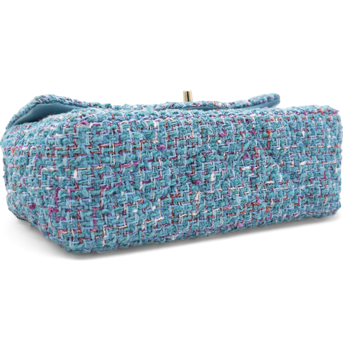 Chanel Tweed Quilted Mini Rectangular Flap Turquoise