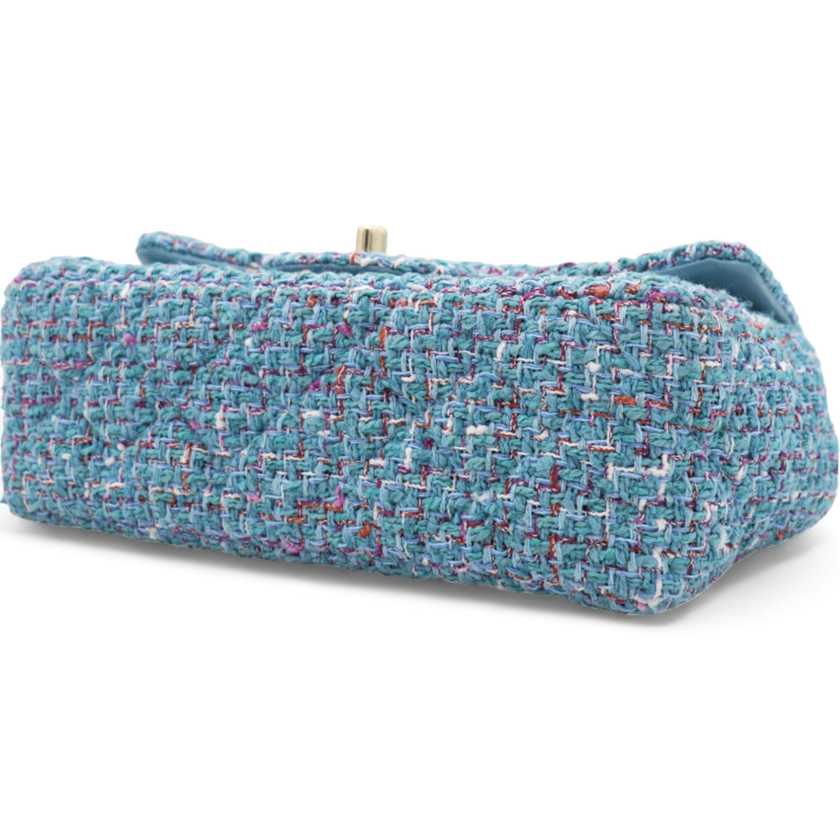 Chanel Tweed Quilted Mini Rectangular Flap Turquoise