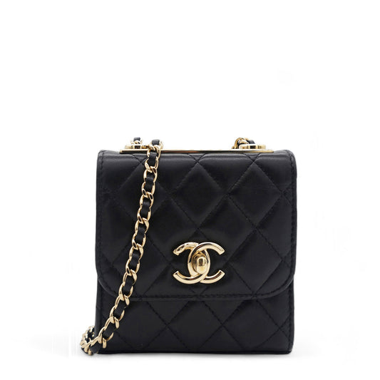 Chanel Lambskin Quilted Mini Trendy CC Chain Wallet Black