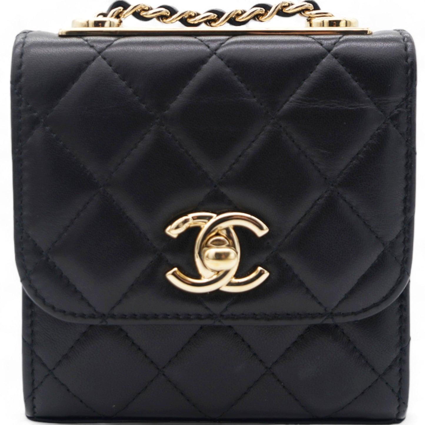 Chanel Lambskin Quilted Mini Trendy CC Chain Wallet Black