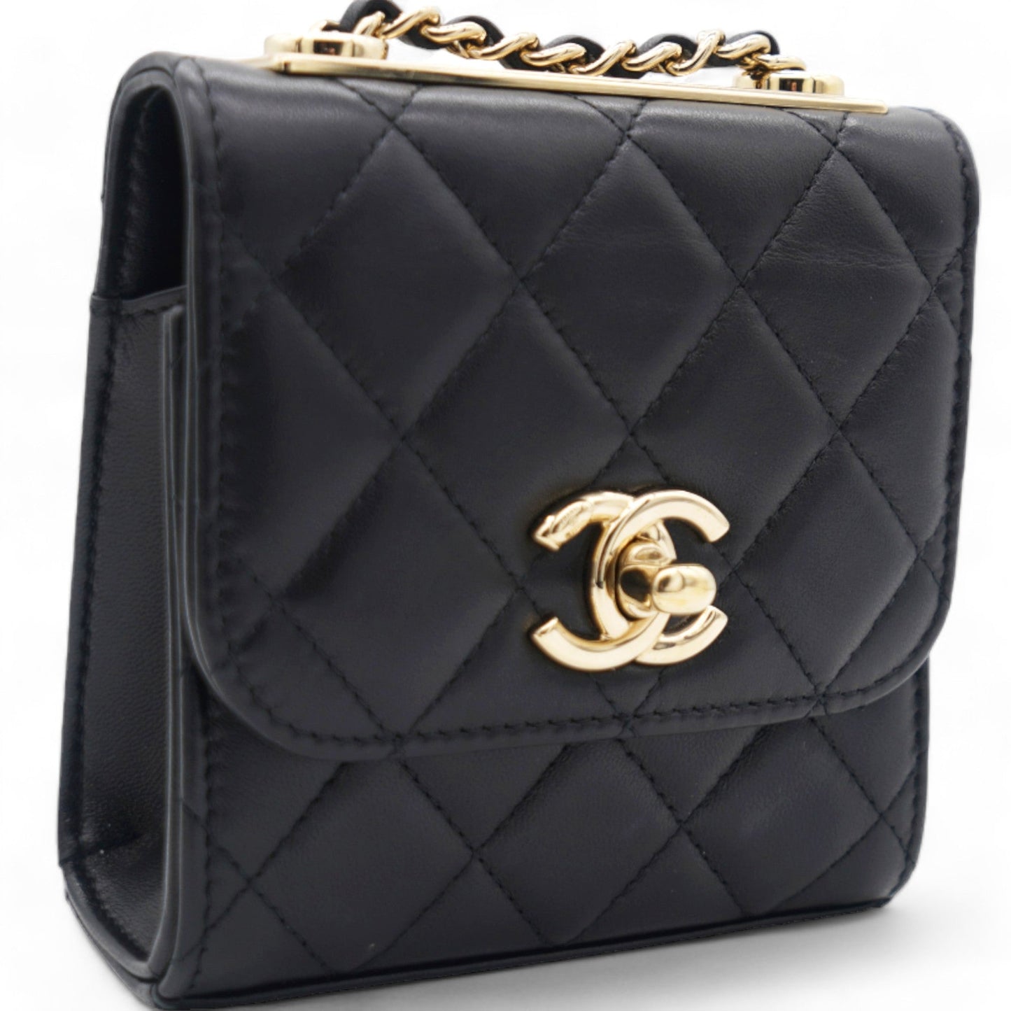 Chanel Lambskin Quilted Mini Trendy CC Chain Wallet Black