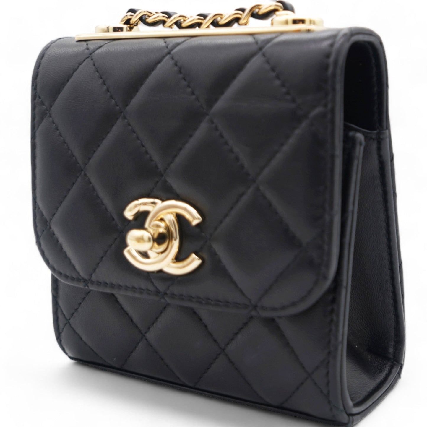 Chanel Lambskin Quilted Mini Trendy CC Chain Wallet Black