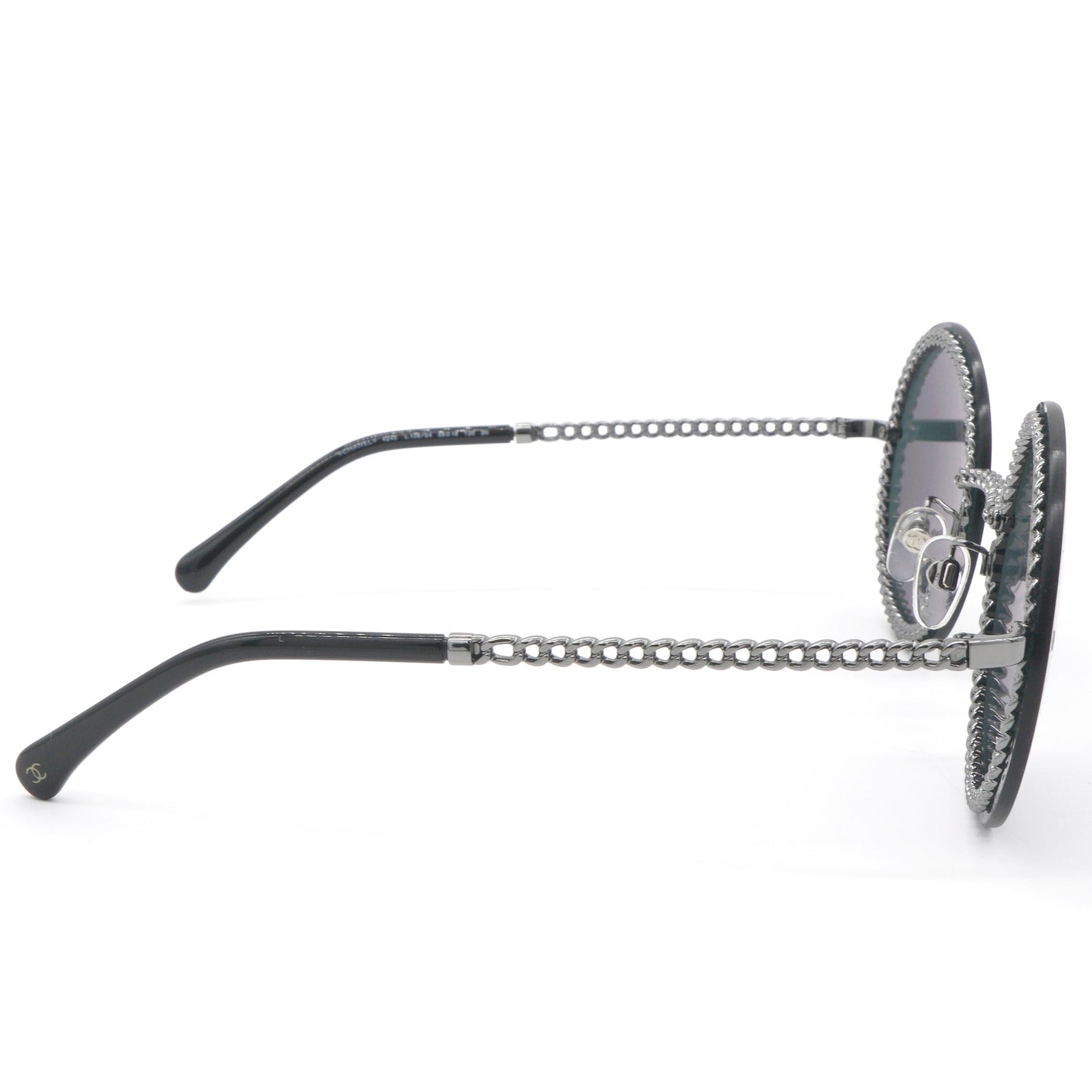 Chanel Round Sunglasses Silver Dark Gray