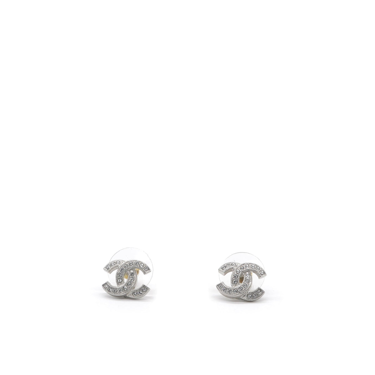 Chanel Logo Earrings Silver/Crystal