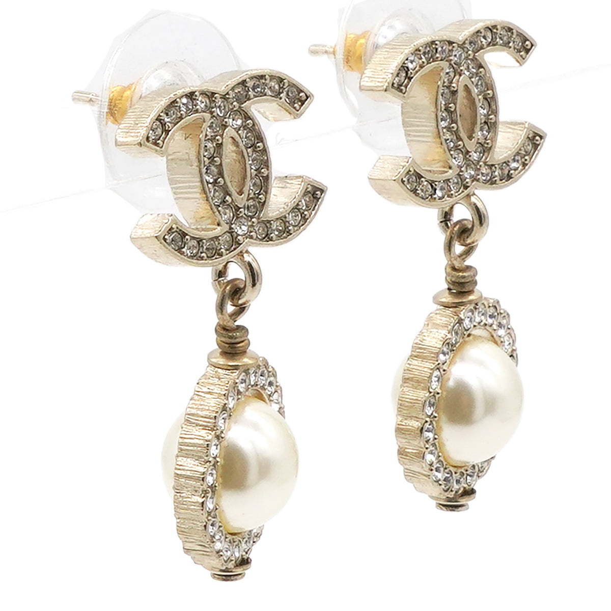 Chanel Pearl CC Drop Earrings