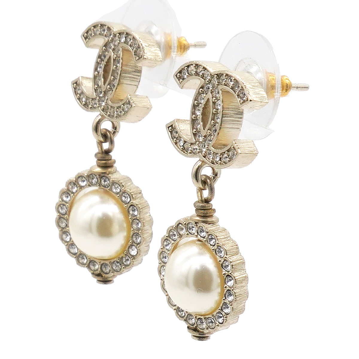 Chanel Pearl CC Drop Earrings
