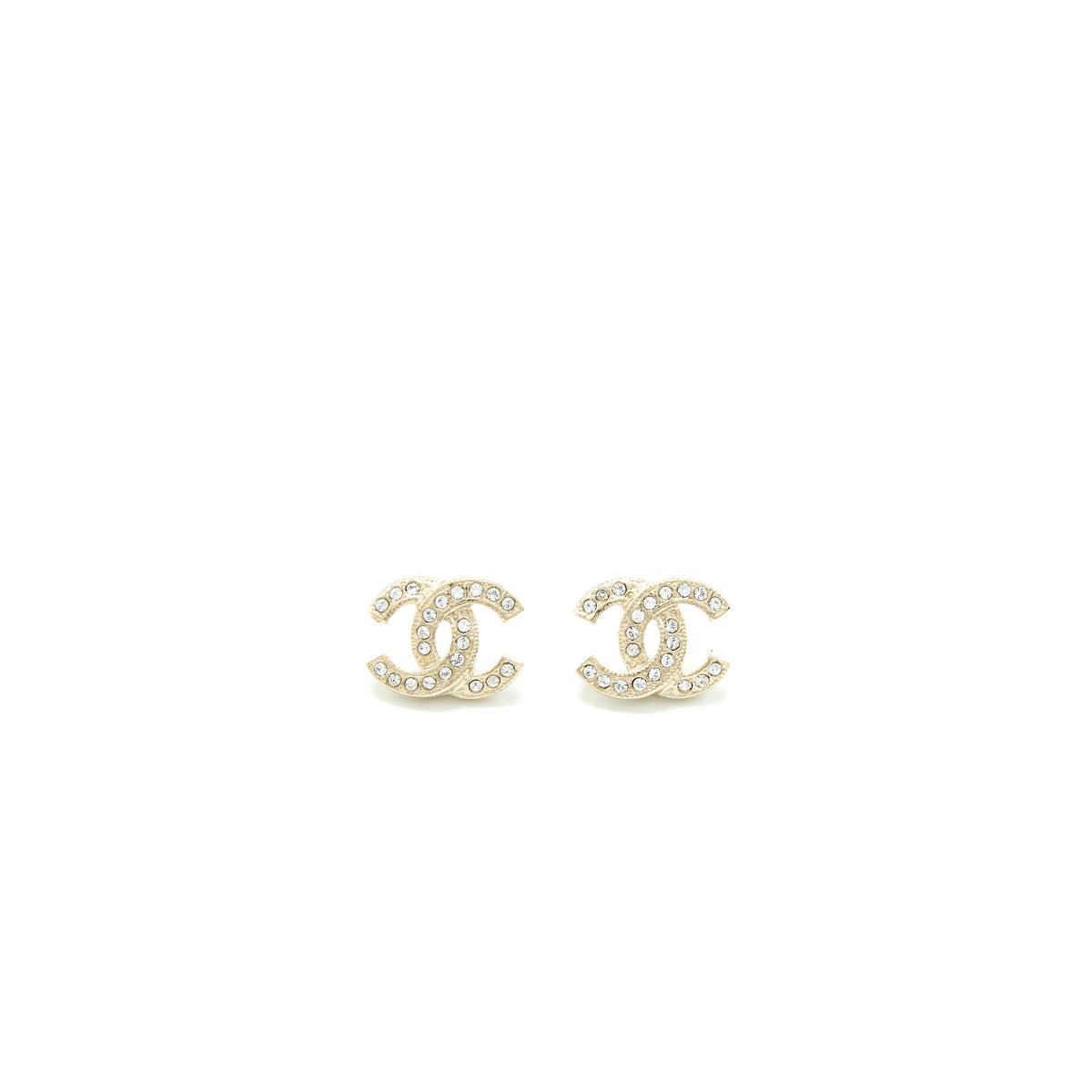 Chanel Mini Classic CC Logo Earrings Gold Tone