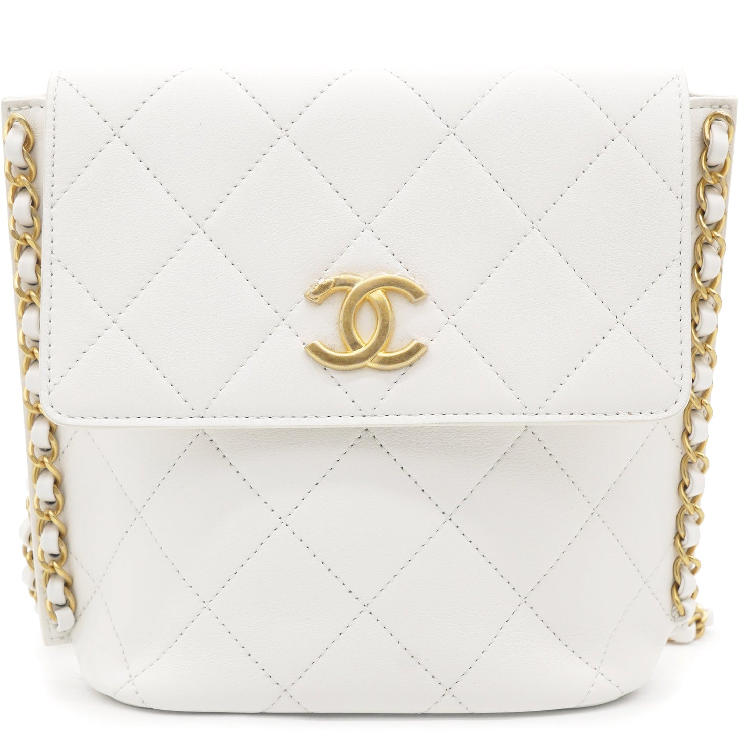 Chanel Chain Edge Detail Flap Bag White