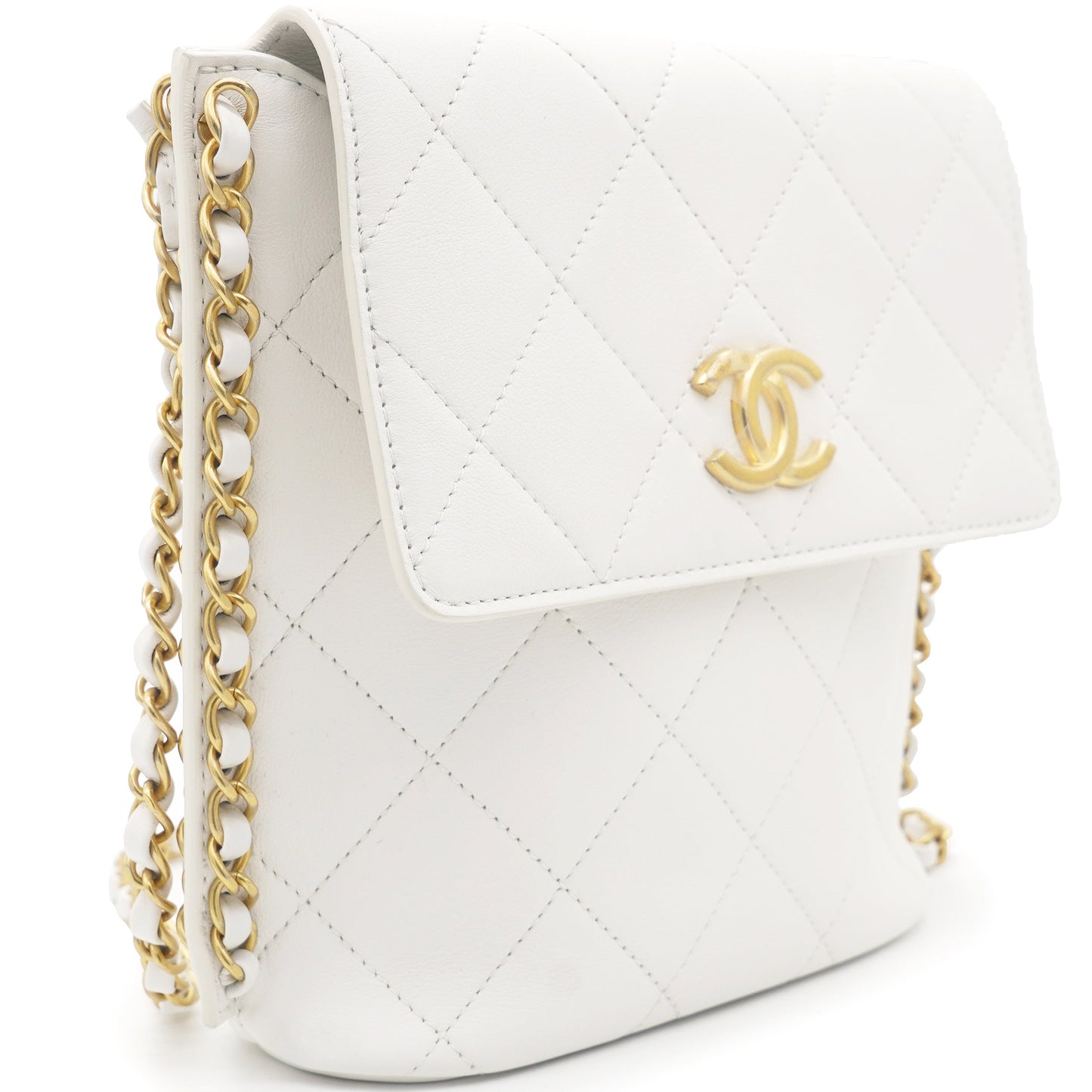 Chanel Chain Edge Detail Flap Bag White