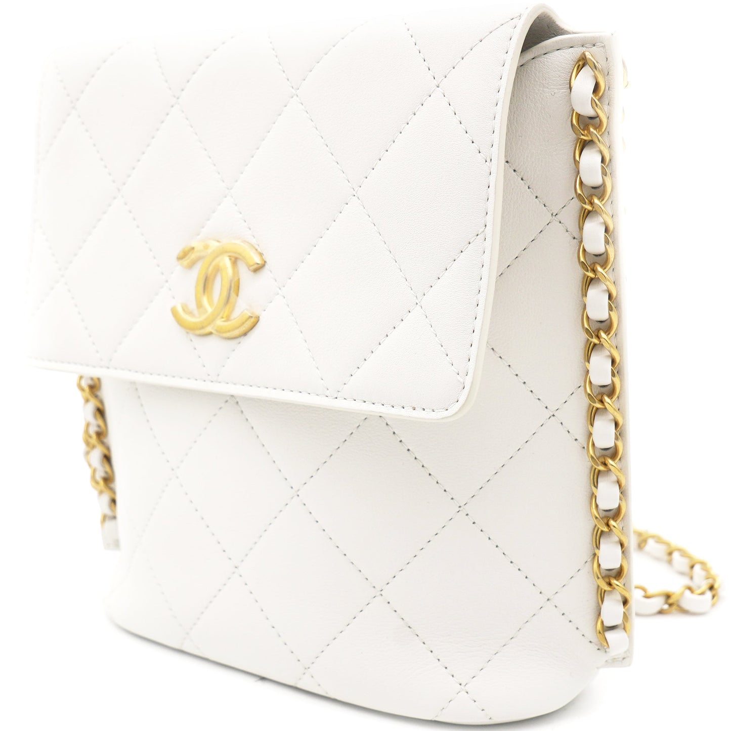 Chanel Chain Edge Detail Flap Bag White