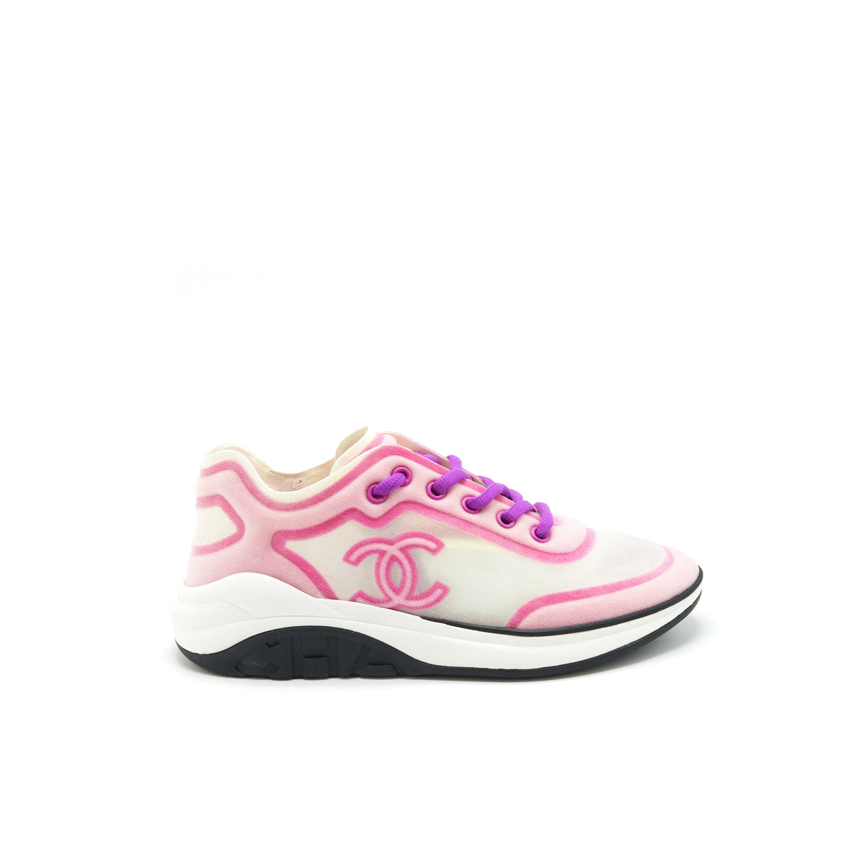 Chanel Size 38 CC Logo Sneaker Pink/Purple/White