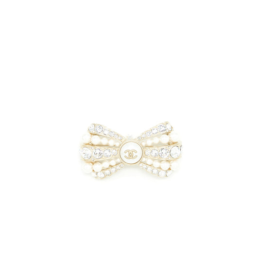 Chanel Bow Brooch With Pearls And Crystals LGHW