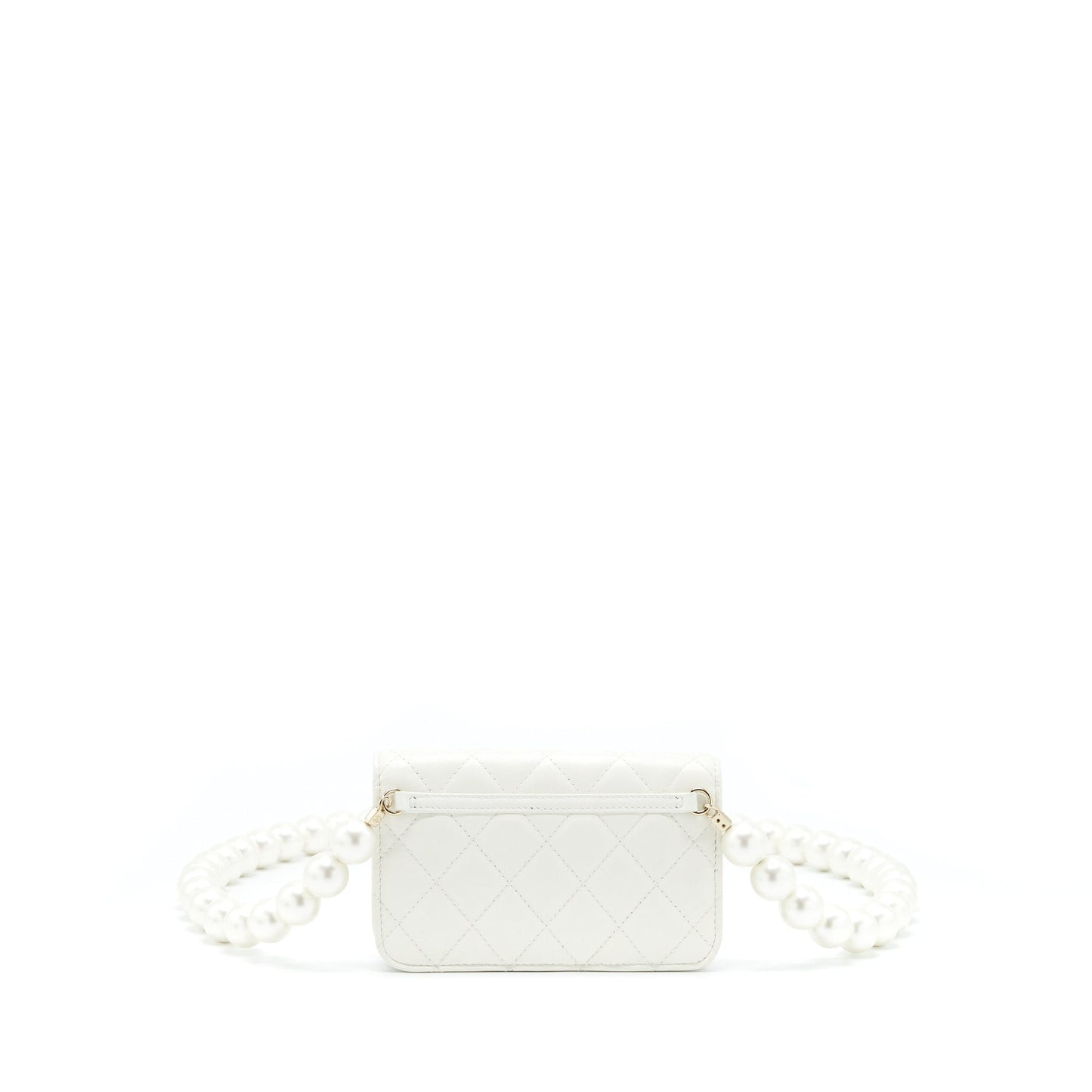 Chanel Grant Pearl Crush Mini Crossbody Bag Lambskin White LGHW