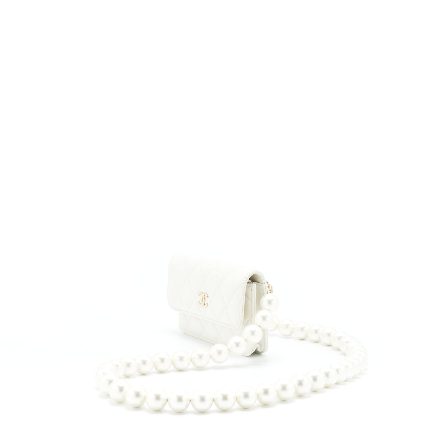 Chanel Grant Pearl Crush Mini Crossbody Bag Lambskin White LGHW