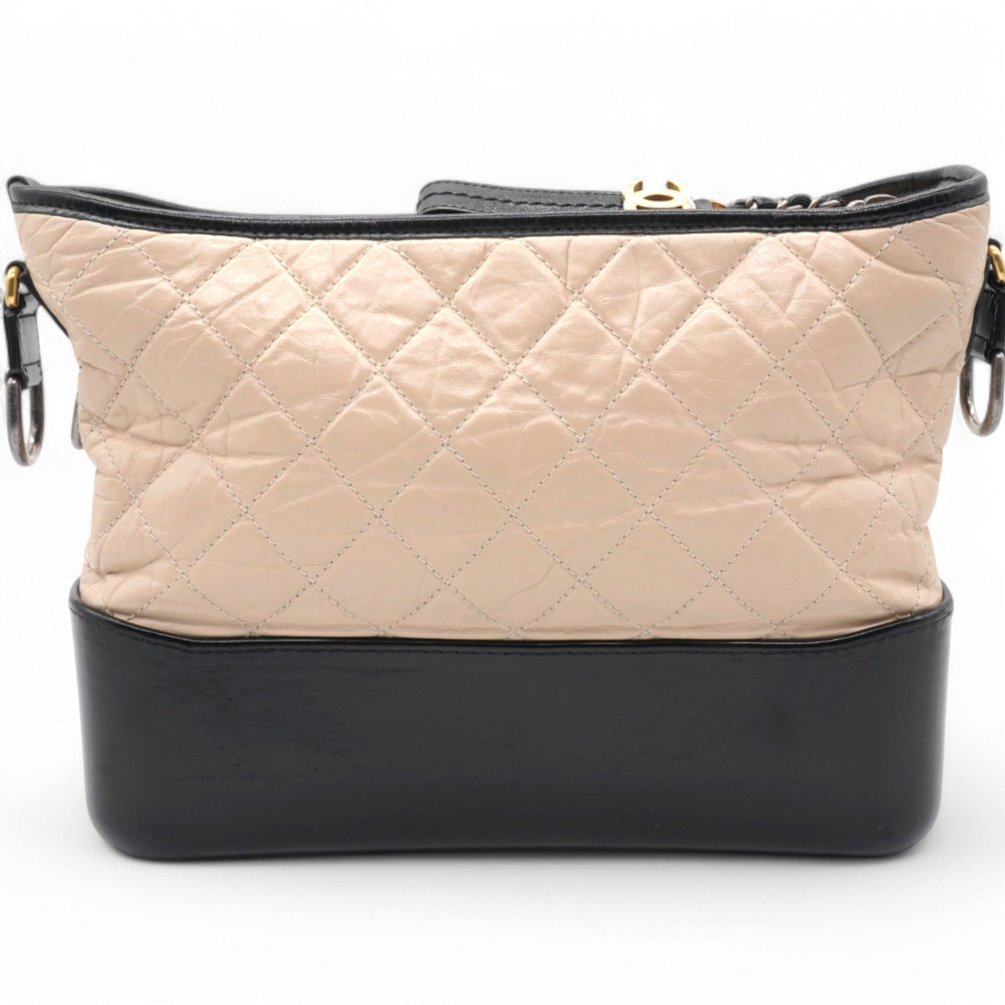 Chanel Aged Quilted Gabrielle Hobo Beige Black