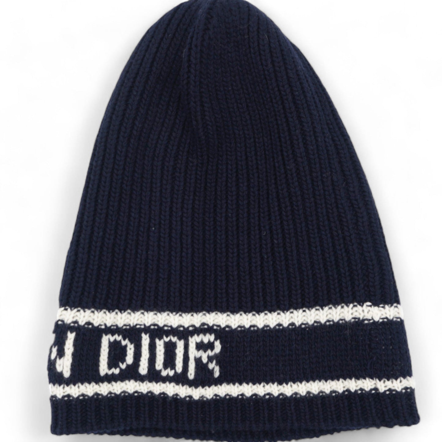 Dior Cashmere Wool D-White Beanie Navy